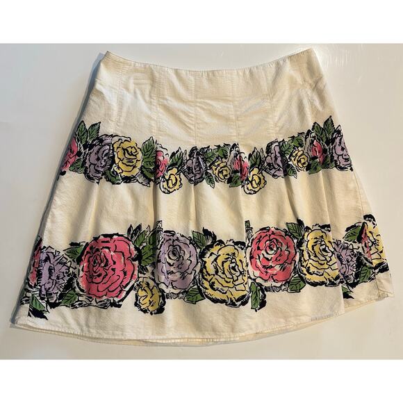 Ann Taylor LOFT Sz 4 Skirt Cotton Floral Cottagecore Preppy Folklore Shabby Chic - Picture 1 of 8